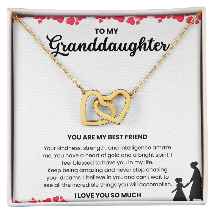 To My Granddaughter, Interlocking Hearts Necklace