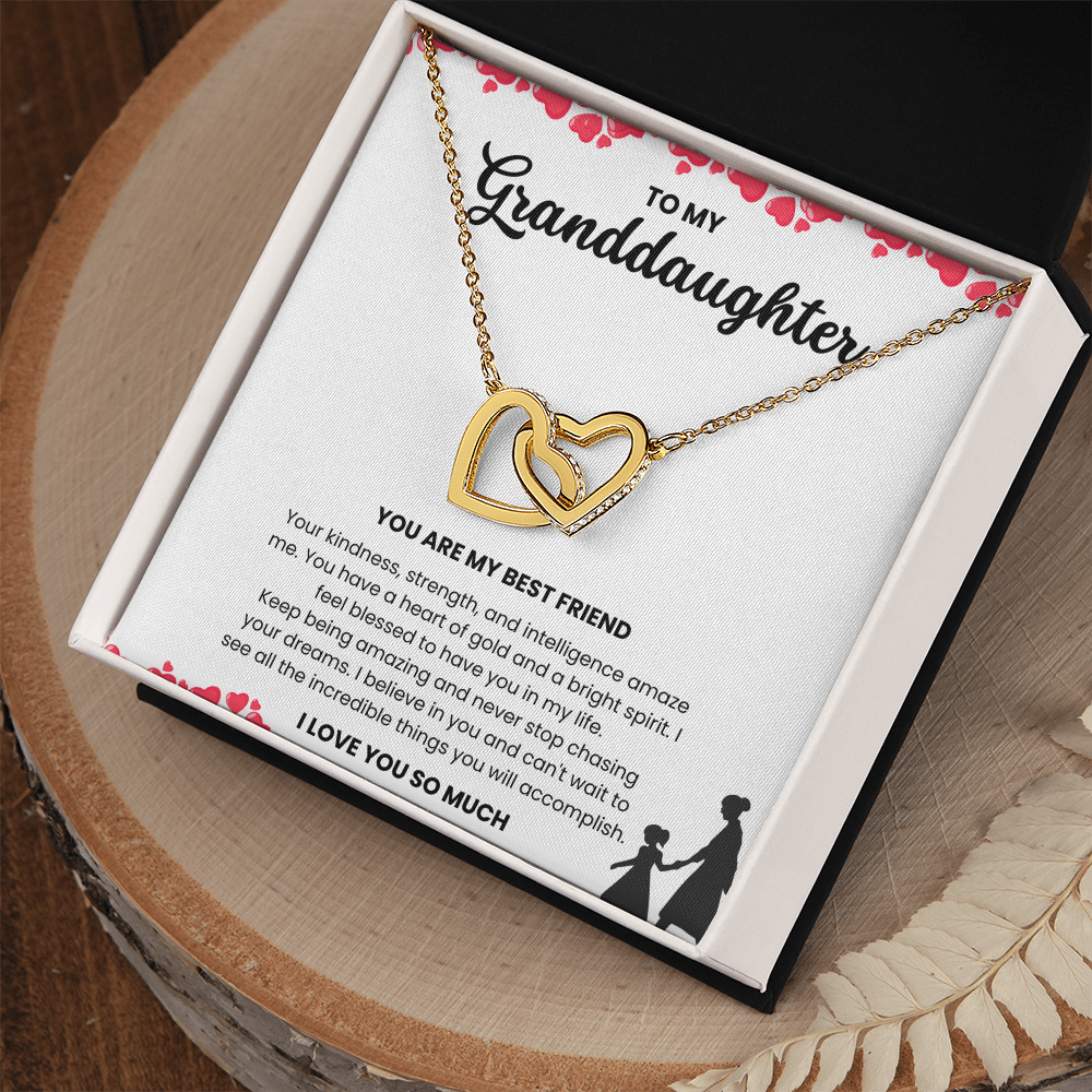 To My Granddaughter, Interlocking Hearts Necklace