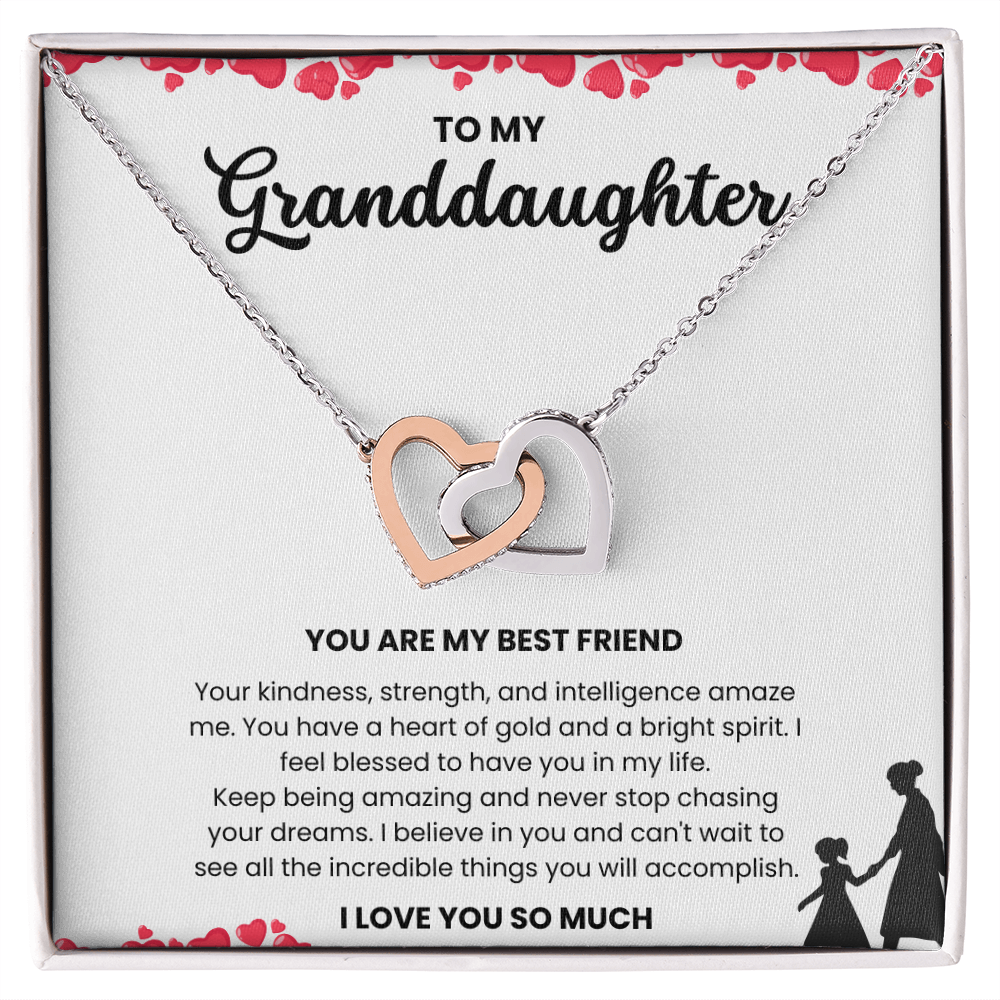 To My Granddaughter, Interlocking Hearts Necklace