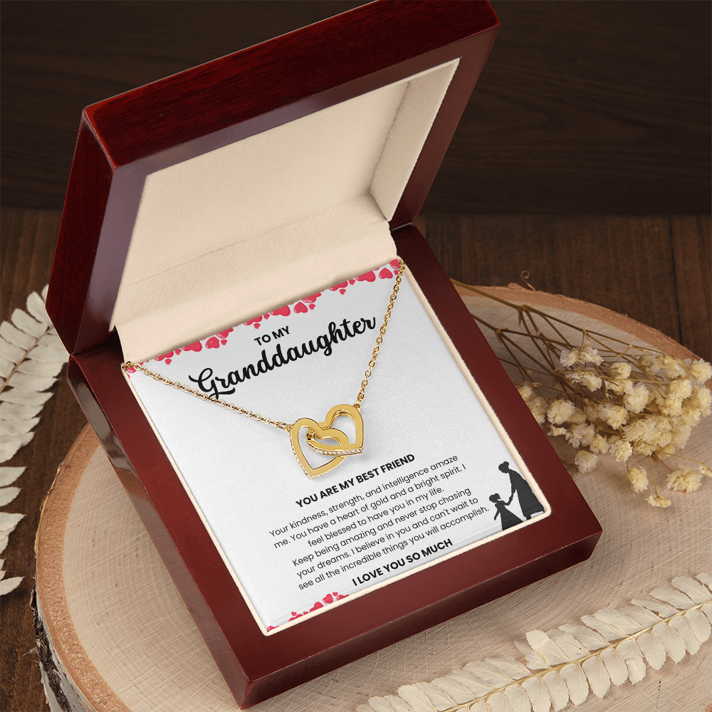 To My Granddaughter, Interlocking Hearts Necklace