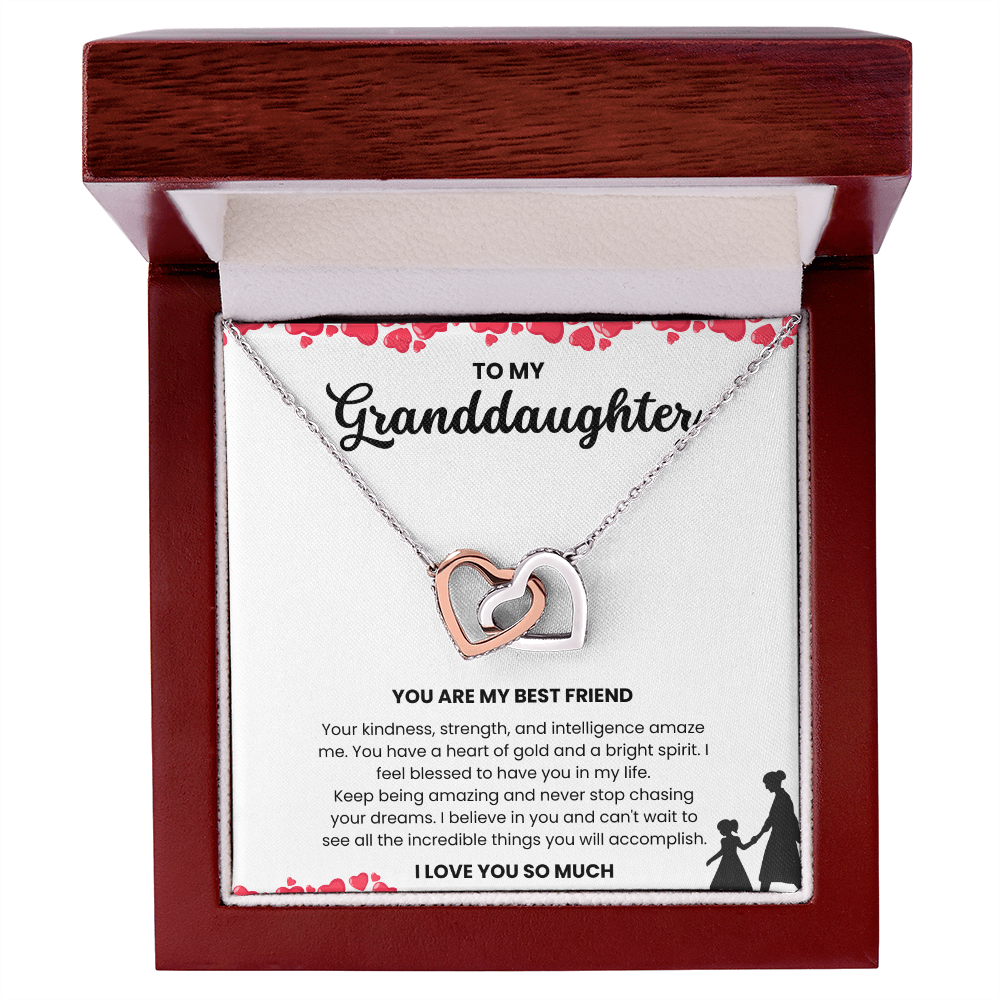 To My Granddaughter, Interlocking Hearts Necklace